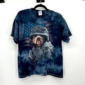 The Mountain Combat Sam Custom Tee - Blue Tie Dye - Medium